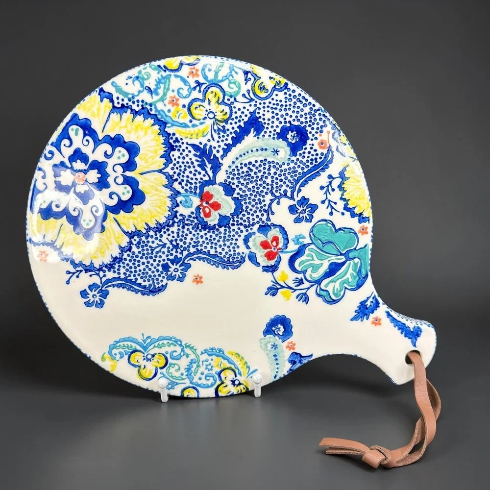 Anthropologie Jardin Fleuri Stoneware Cheese Board Floral Paisley ServingPlatter